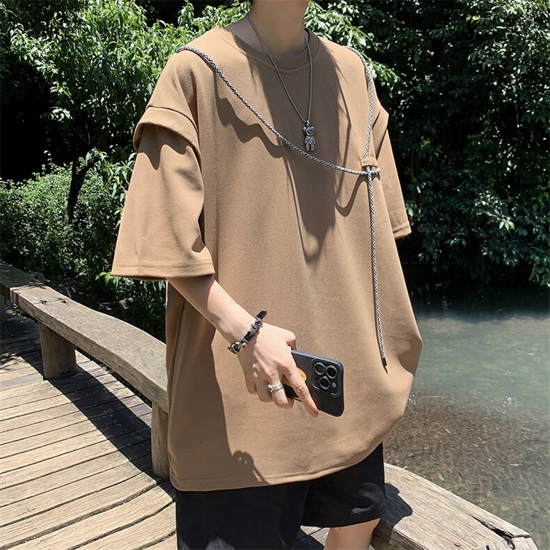C341-P262024夏季新款潮牌百搭宽松上衣设计感小众t恤短袖男现货,男装T恤,星座512-6
