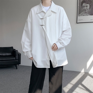 8XL-M 风新中式黑色翻领长袖衬衫男秋季休闲衬衣痞帅CS537P58图片