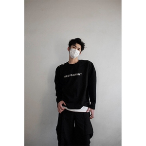 明星私服现货春款飞机扣不对称双肩设计打底T恤潮流高街卫衣 P55图片