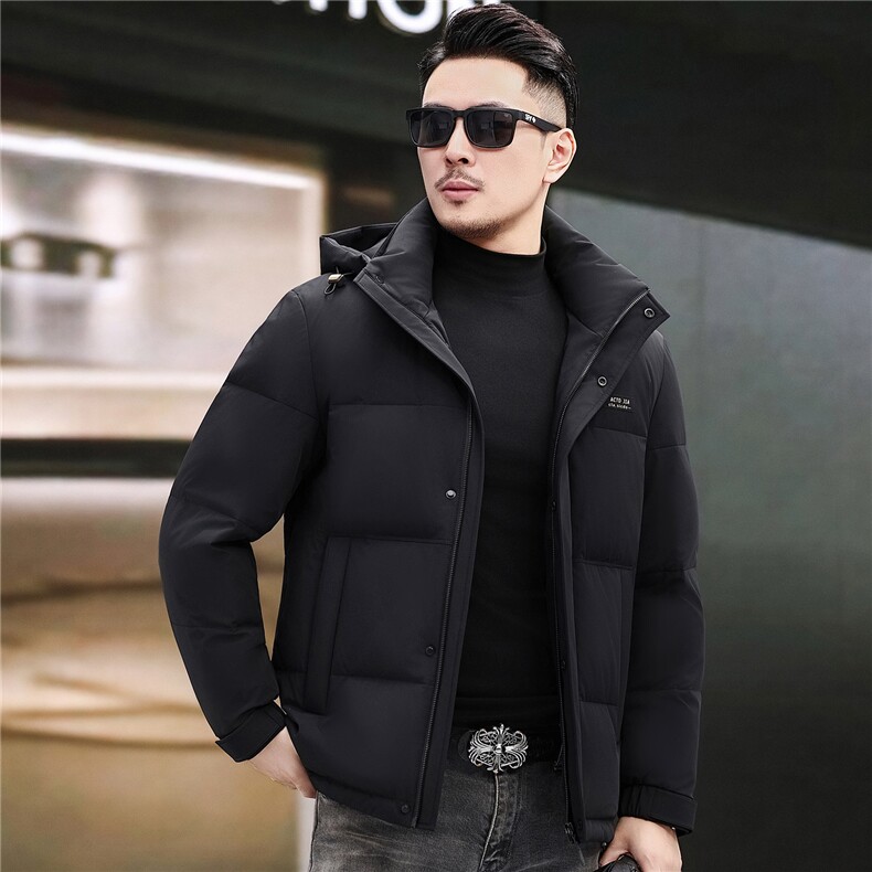 2025新款冬季短款90绒子白鸭绒羽绒服外套中年男装加厚羽绒服夹克图片