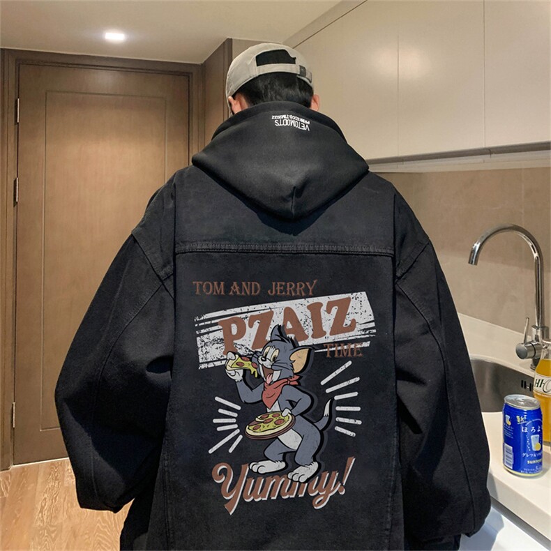 得物二开大货印花百搭牛仔夹克大码宽松休闲牛仔外套JK1269-P88，男装工装外套，星座1103-3