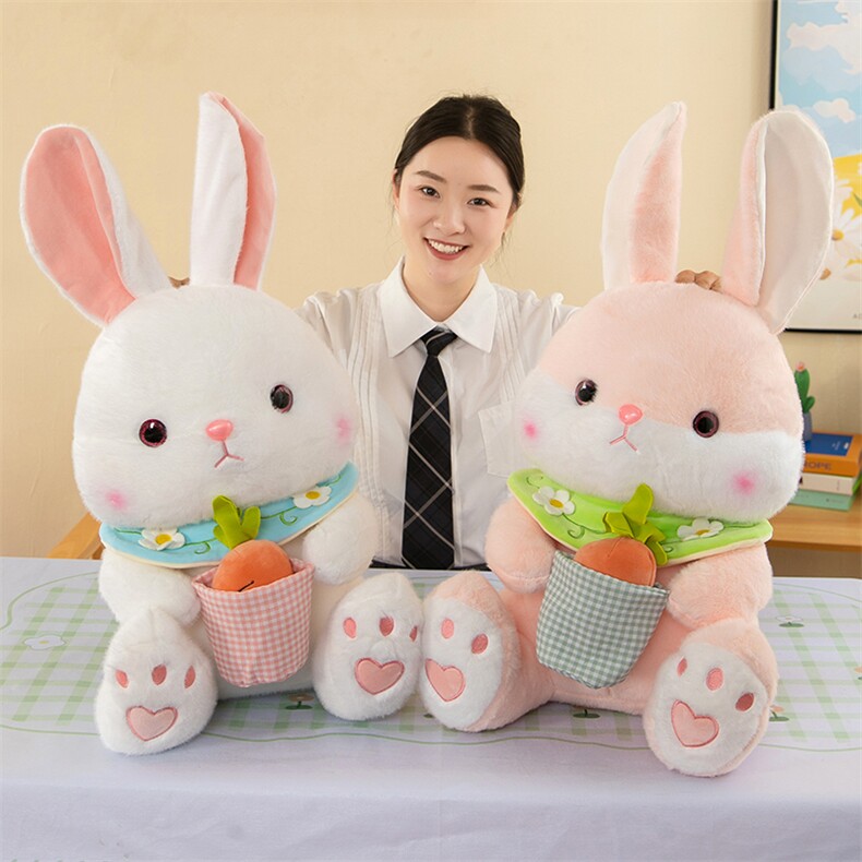 玩偶胡萝卜布偶跨境小白兔公仔睡觉呆萌毛绒玩具女抱兔子儿童安抚，布繁星D39