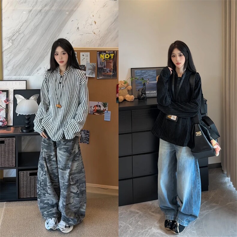 美式条纹polo衫男生秋季慵懒风高级感长袖卫衣复古宽松大码上衣服，男装Polo衫，星座809A(原222-1)