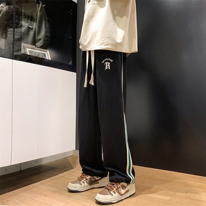 2025春夏季新款华夫格直筒长裤卫裤男休闲束脚阔腿裤 K1060-P40图片