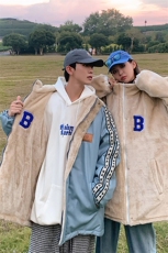 roora情侣羊羔毛两面穿棉服外套男冬季加绒加厚oversizePU皮棉衣，男装皮衣，星座207