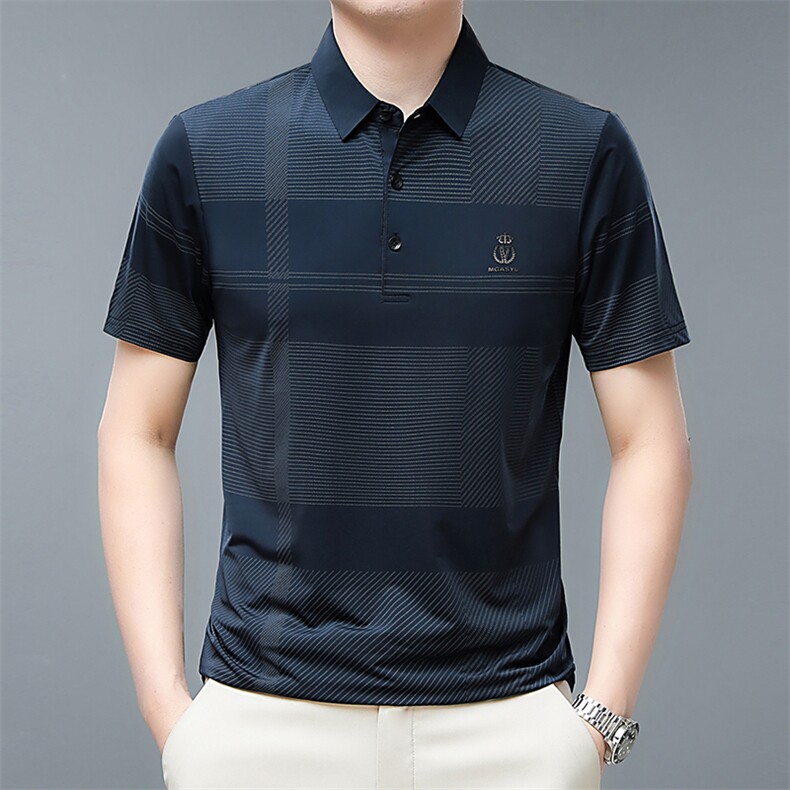 23夏季新款时尚潮流中年男士商务T恤休闲百搭短袖Polo衫P005-P30，男装Polo衫，星座1402-2
