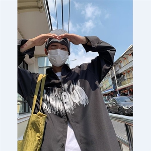 衬衫男韩版潮流刺绣字母高街帅气2023秋夏季ins宽松外套CY488-P33图片