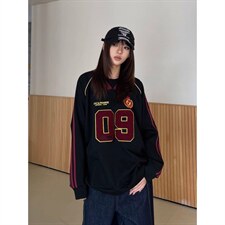 美式重磅嘻哈卫衣2026春季新款V领球衣情侣装宽松外套TXW145，女装短外套，星座516A