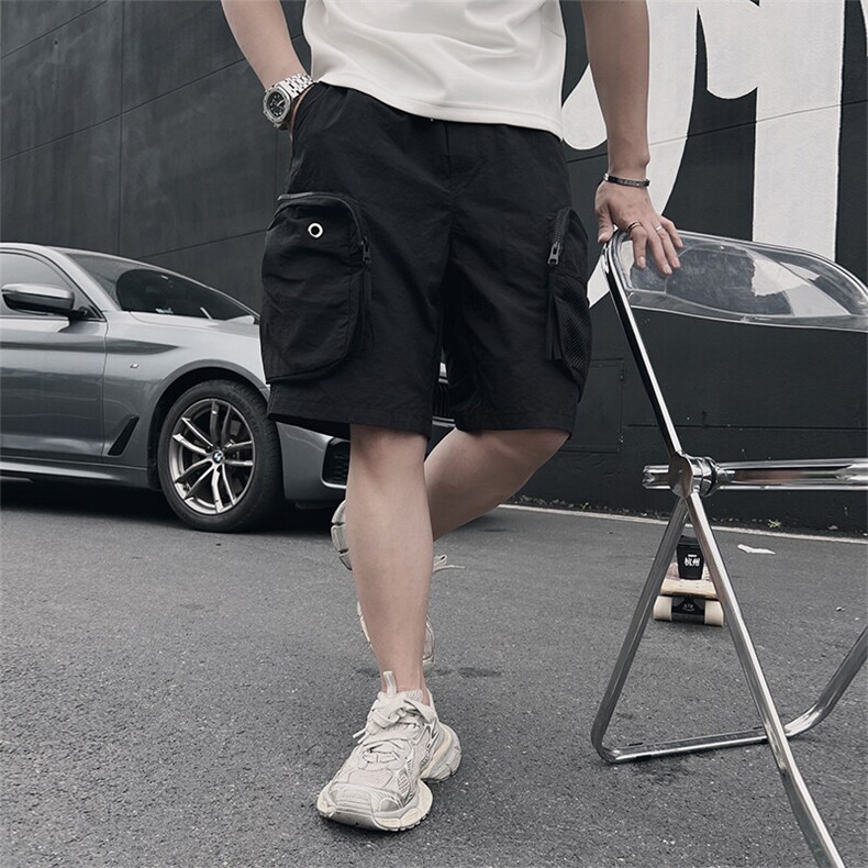K42/P48控78夏季小伙潮牌工装短款时尚休闲五分沙滩中裤男装黑首1,男装工装外套,星座305B