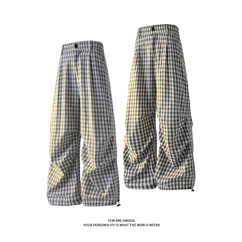 2026秋季新款长裤5Q2088-TP3568褶皱休闲伞兵格子裤学生男女，男装休闲裤，电商A102