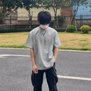 2025刺绣暗纹短袖t恤男女夏季百搭休闲衣服新中式风潮半袖上衣图片