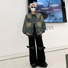 美式潮牌复古牛仔外套男春秋季潮牌流帅气宽松夹克JK05507-P65，男装夹克，星座308B-1
