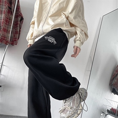 春秋美式运动裤卫裤男宽松直筒休闲裤束脚裤D321-BK30P40，男装休闲裤，电商D321
