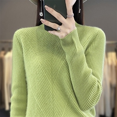 高端百搭温柔保暖时尚羊毛衫女秋冬季长袖针织衫打底毛衣，女装羊毛衫，邓利维