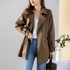 腰带款风衣，女装风衣，时代公主