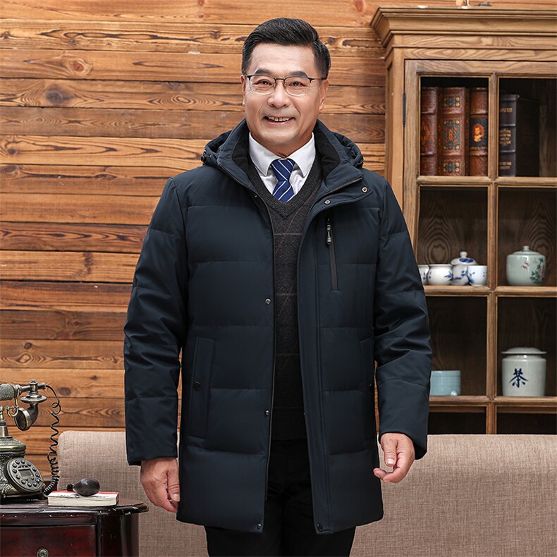 主推大货可拆卸帽中老年羽绒服外套男加厚爸爸装白鸭绒羽绒服大衣,男装羽绒服,钱塘723