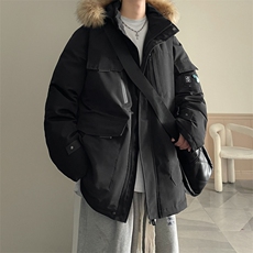 港风2026新品冬季宽松棉服派克服毛领冬装加厚外套D010-P145，男装棉衣，星座717