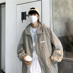夏季薄款防晒衣男韩版潮流字母连帽帅气2023新款ins外套W4901-P38图片