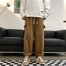 日系休闲长裤棕色裤子男ins春季直筒M-3XL宽松阔腿工装K2094-P38，男装休闲裤，星座512-2