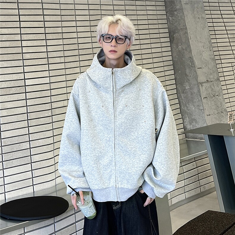 美式连帽铆钉开衫卫衣男女秋2025新款宽松外套JK605-P78,女装短外套,电商C307