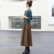 复古牛仔半身裙套装女2023秋季新款高级感搭配一整套连衣裙两件套，女装套装/套裙，涵墨