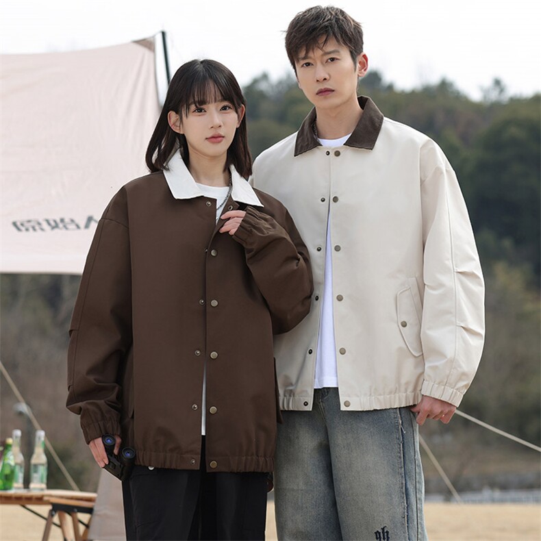 2026经典防水复古翻领纯色夹克外套男女户外休闲青少年8522-P53,男装夹克,电商B306