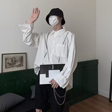 青春流行百搭男简约ins秋季新款纯色长袖潮文艺标准衬衫潮流日系，男装衬衫，星座506A