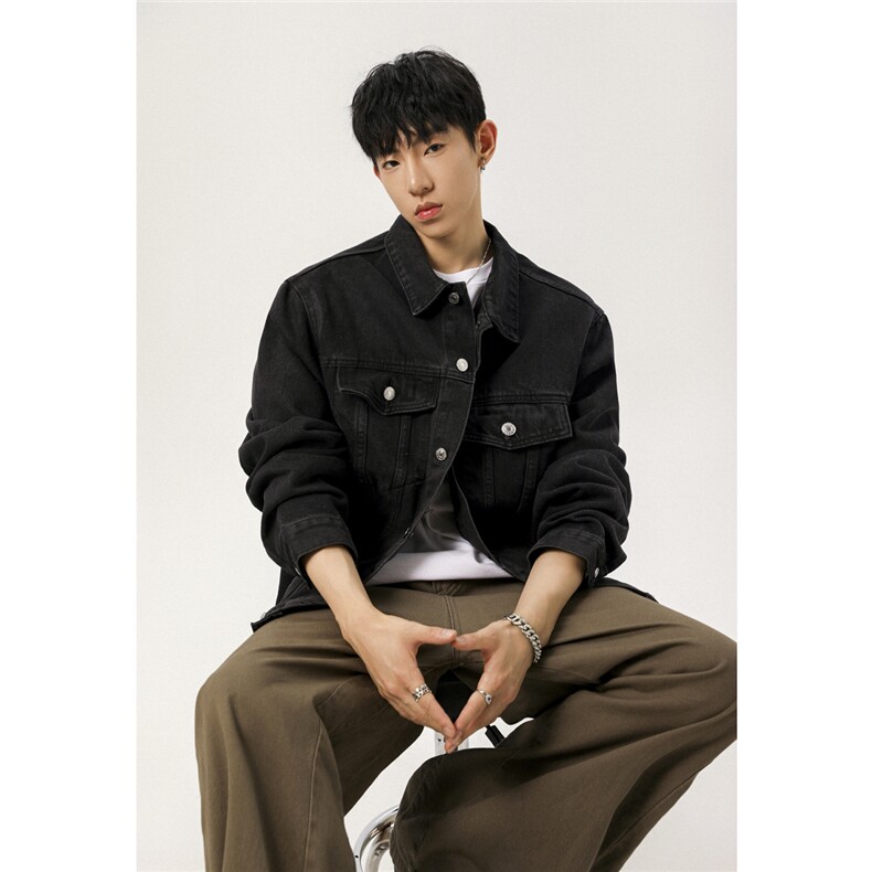 2025新款牛仔韩版毛巾料字母刺绣工装潮流水洗外套N607/P105，男装工装外套，星座202