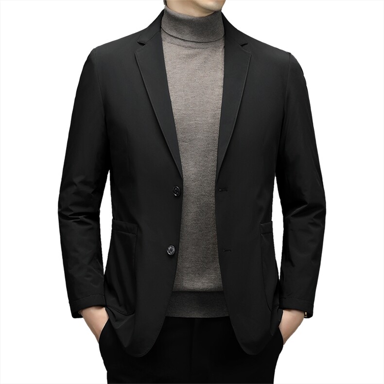 2023新款西装羽绒服男中年冬季商务休闲西服爸爸装厚款保暖外套,男装羽绒服,电商B212（原钱塘6029）