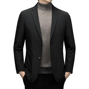 2023新款西装羽绒服男中年冬季商务休闲西服爸爸装厚款保暖外套图片