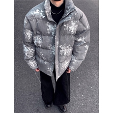 高级扎染工艺羽绒棉服男短款痞帅宽松潮牌棉衣加厚冬季棉袄p98，男装棉衣，电商C307