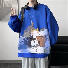 华夫格卫衣圆领卫衣男大码长袖t恤男港风HW76162-P30加绒款-P40，男装卫衣，电商A040