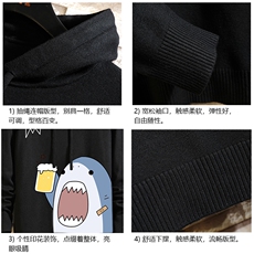 LM68137-P58加绒款-P68连帽毛衣男大码带帽针织衫男毛线衣砖墙，男装针织衫/毛衣，电商A040A