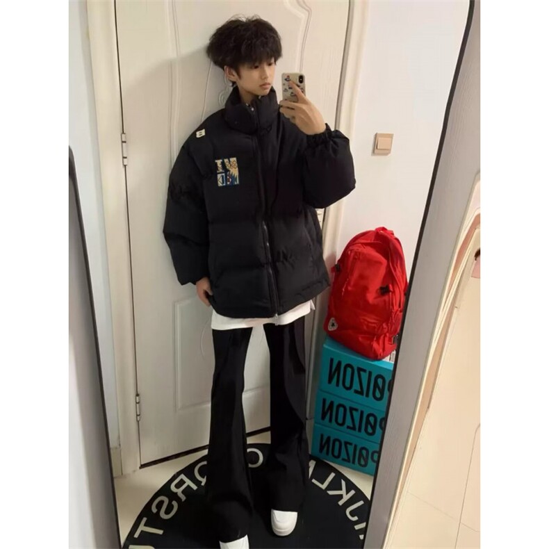 1506-1/M90011/P89美式复古刺绣字母立领棉服宽松保暖情侣外套,男装棉衣,星座1506-1