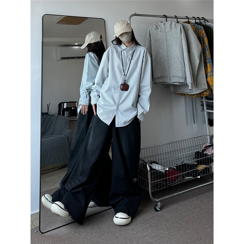 高品质牛仔条纹衬衫潮牌长袖衬衣潮流宽松休闲外套CS017-P30,男装衬衫,星座301C-5
