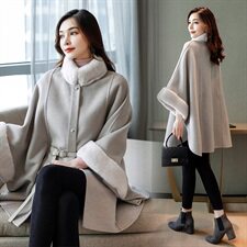 冬季新款羊绒斗篷外套女时尚宽松休闲羊毛呢大衣外套潮图片