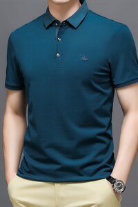 2024新款夏季纯棉半袖POLO衫男士短袖T恤时尚上衣翻领t恤衫潮P55图片