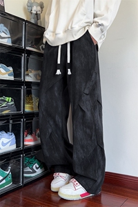 212A-K106特40控78 扎染工装口袋休闲裤男直筒宽松裤子图片