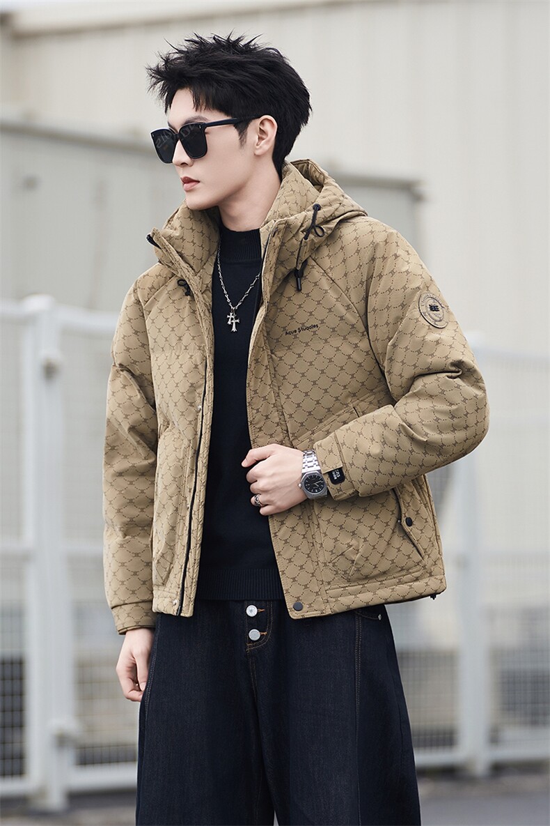 68828-M-4XL-P225标50绒男士休闲连帽皮质保暖百搭羽绒服外套,男装羽绒服,电商B255