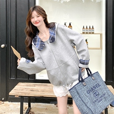 【秋装新品】格纹拼接连帽卫衣2C105-Q502-P165-k238，女装卫衣/绒衫，2C105