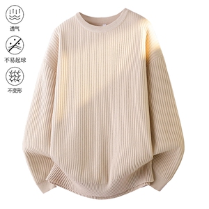 2025秋冬加厚高品质设计感纯色街头圆领轻奢针织毛衣MZ84-P48图片