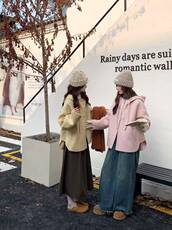 【依嘟】韩系高端秋冬短款韩版立领拉链夹克宽松羊毛外套，女装羊绒大衣，依嘟服饰