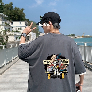 JT55016-P25 假两件短袖t恤男大码胖子半袖体恤半截袖 港风图片