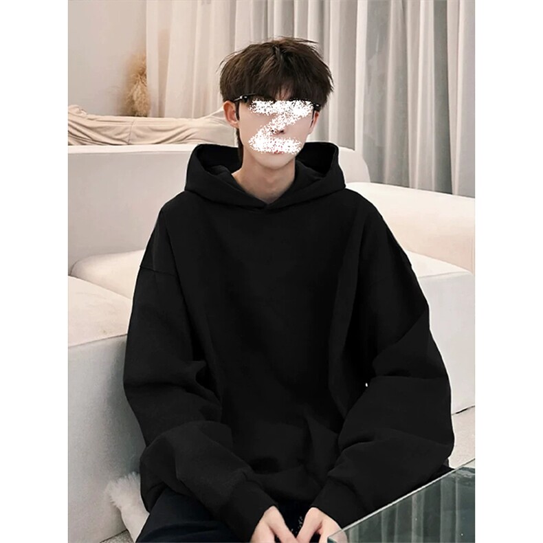 网图新款350g重磅纯色大口袋连帽宽松长袖卫衣男W24570特P28控58，男装卫衣，电商A001