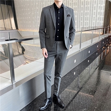 韩东大门西装男套装韩版新郎结婚英伦职业装修身休闲小西服纯色，男装西服套装，星座505-2（原电商A260-1)