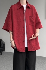 8XL-M泡泡纱盐缩肌理短袖衬衫男夏季冰丝外套防晒衬衣DC28011P36，男装衬衫，电商B312