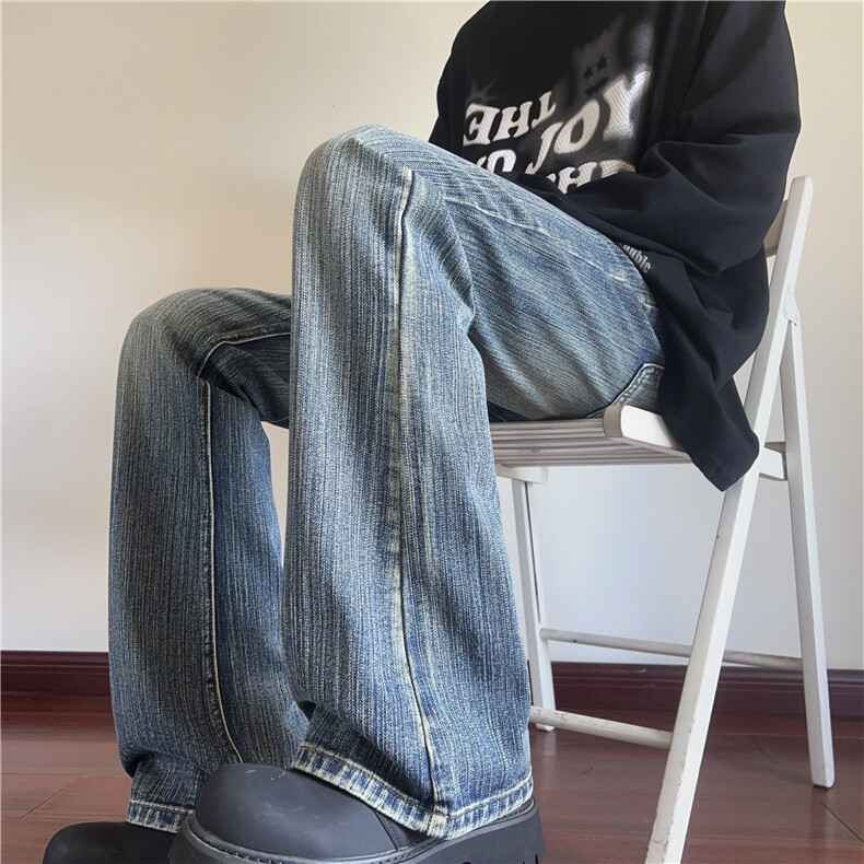 抖音品质秋季美式vibe复古水洗拖地牛仔裤B315-K24284-特p45控88,男装牛仔裤,电商B315