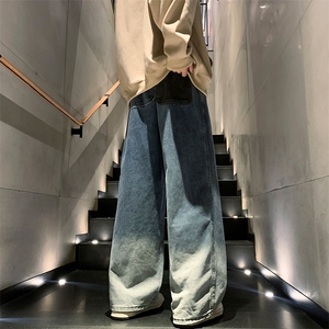 8XL-M 特大码复古牛仔裤渐变宽松阔腿裤男加肥加大休闲款K947P45图片
