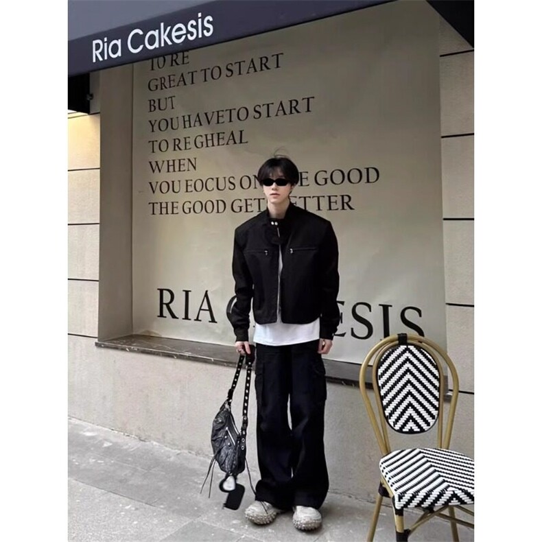 短款外套男高级感痞帅机车服美式飞行员夹克JK33特P65,男装夹克,星座908-1
