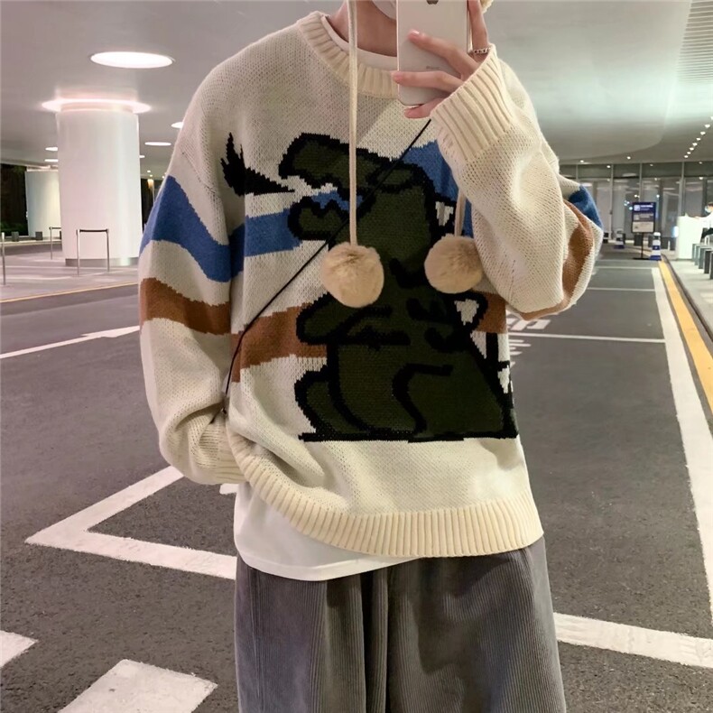 时尚套头宽松针织衫圆领秋季毛衣喷火龙毛衣M644P40,男装针织衫/毛衣,星座1116-2